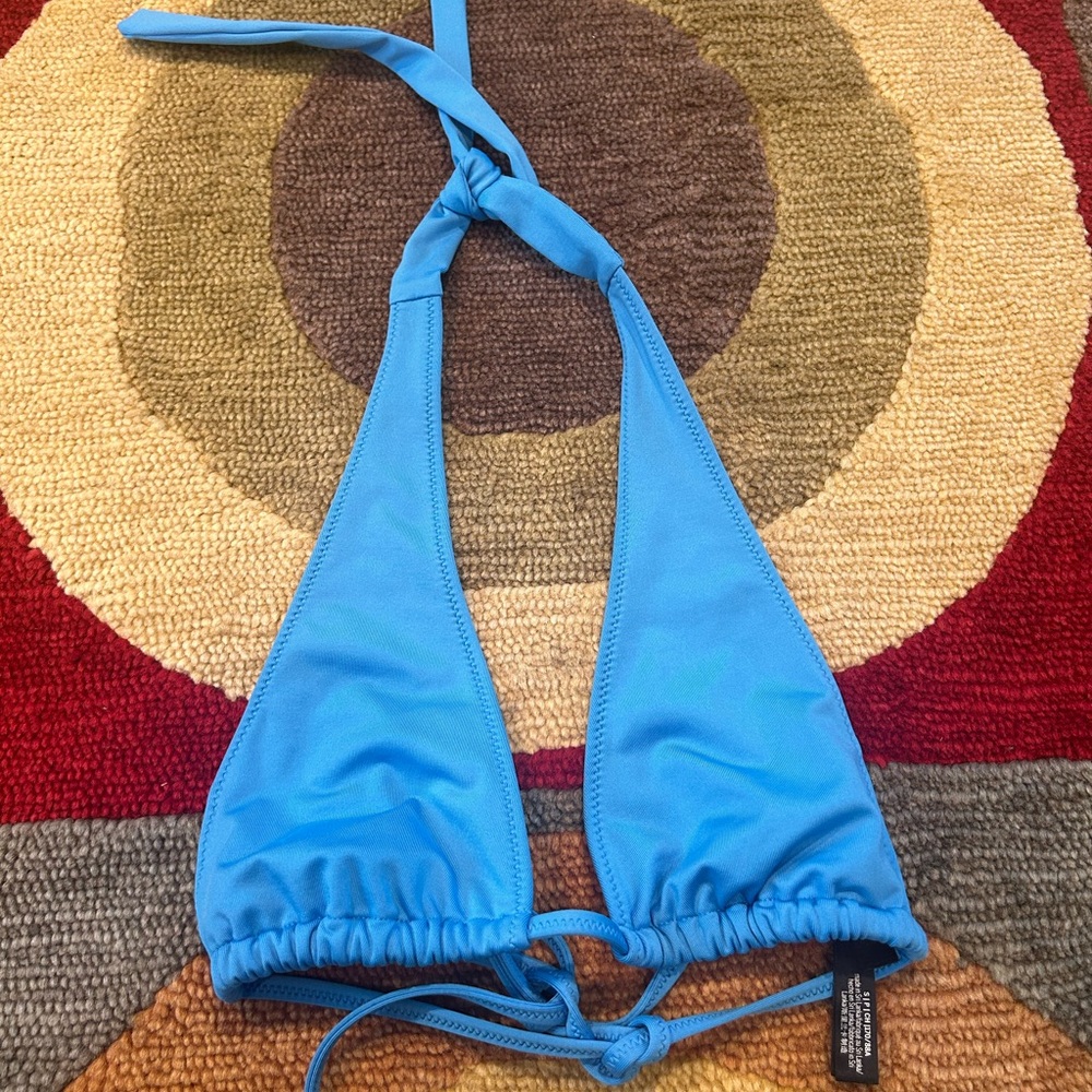 NWOT Victoria’s Secret PINK Aqua Blue Lightly Lined Plunge Bikini Top Small
